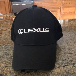 Black with white lettering, baseball hat, adjustable